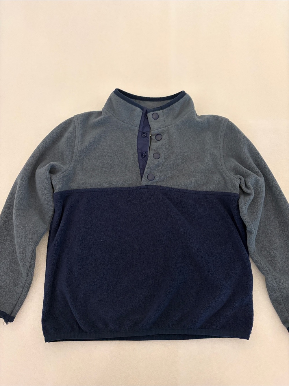 Crewcuts Two-Tone Navy and Gray Snap Pullover Fleece